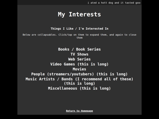interests screenshot