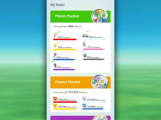 info/pikmin_bloom/stats screenshot
