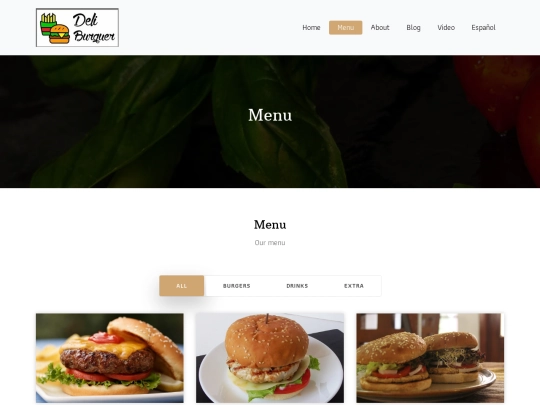 DeliBurger/menu screenshot