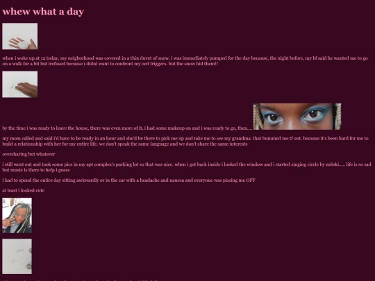 diary posts/snowday screenshot