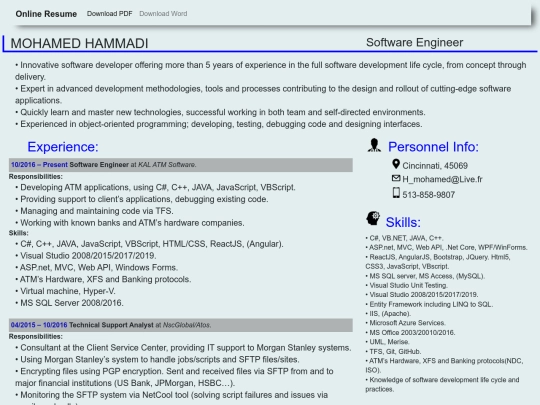 Resume screenshot
