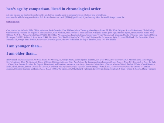 agebycomparison screenshot