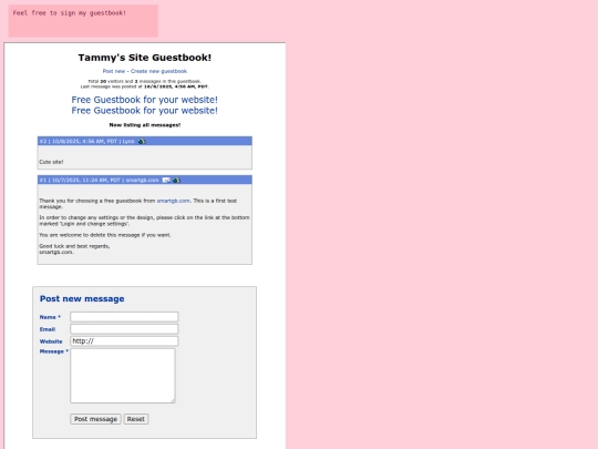 guestbook screenshot
