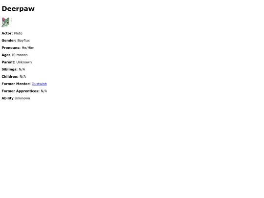 Cat Pages/Apprentices/Deerpaw screenshot
