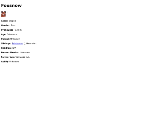 Cat Pages/Warriors/Foxsnow screenshot