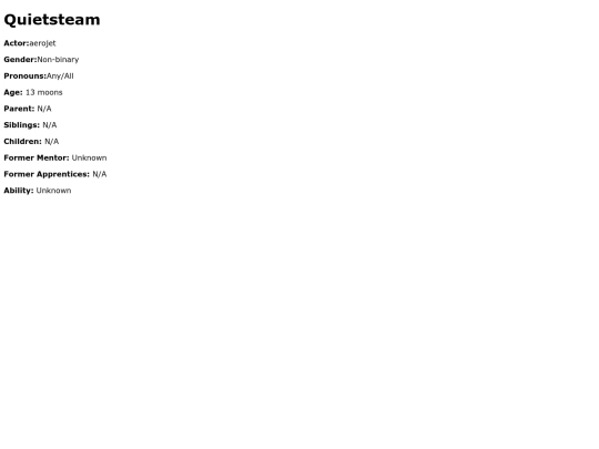 Cat Pages/Warriors/Quietsteam screenshot