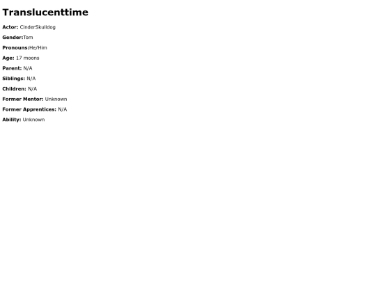 Cat Pages/Warriors/Translucenttime screenshot