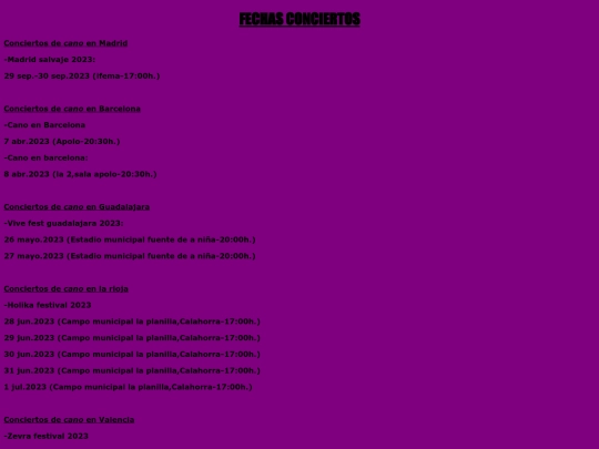 canofechasconciertos screenshot