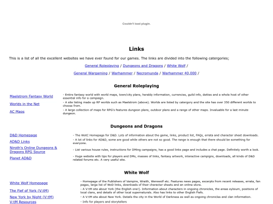 links screenshot