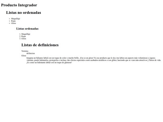 producto integrador screenshot