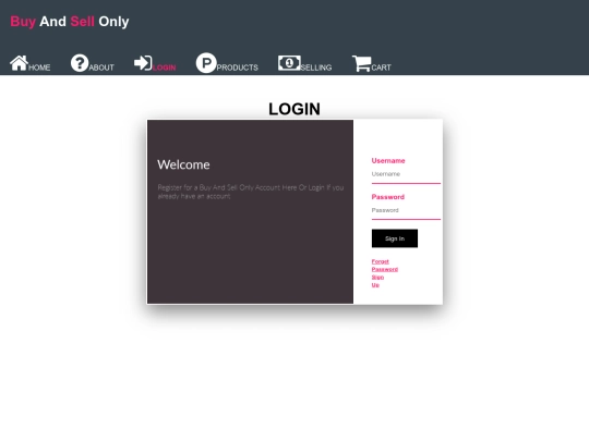 login screenshot