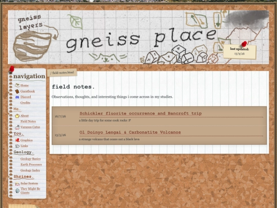 pages/index/geology/fieldnotes screenshot