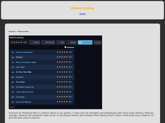 albumrating screenshot