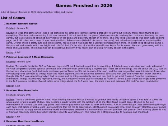 GamesFinishedin2026List screenshot