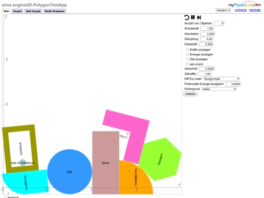 science/1-mechanics/myphysicslab/sims/engine2D/PolygonTestApp-de screenshot