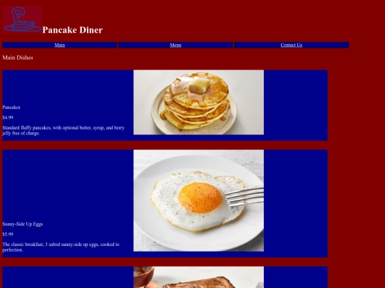 Restaurant Website Menu screenshot