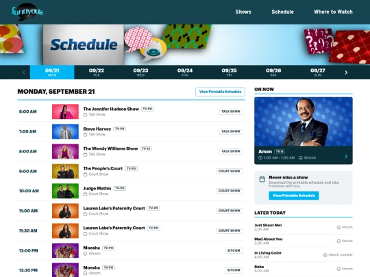 schedule screenshot
