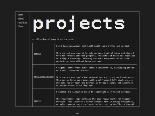 pages/projects screenshot