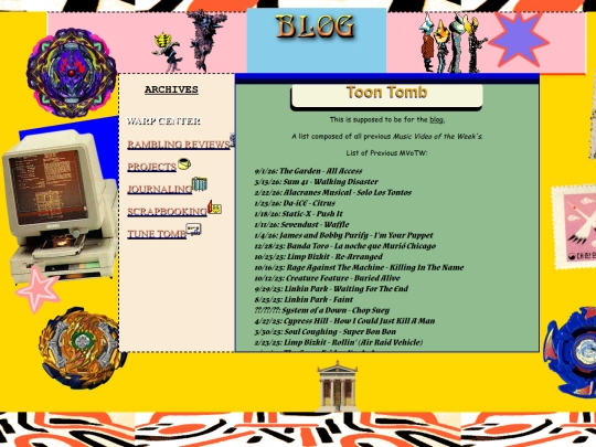 Blog/tune tomb screenshot