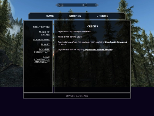 Shrines/skyrim/credits screenshot