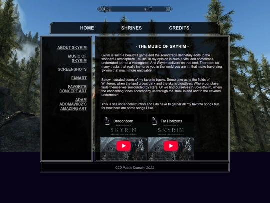 Shrines/skyrim/music screenshot