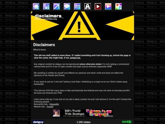 disclaimers screenshot