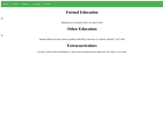 Portfolio/resume screenshot