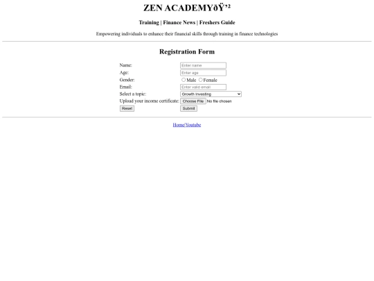 zen academy/register screenshot