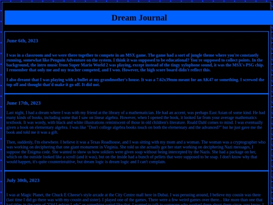 opinions/dreamjournal screenshot