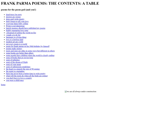 POEMS/POETRY TOC screenshot