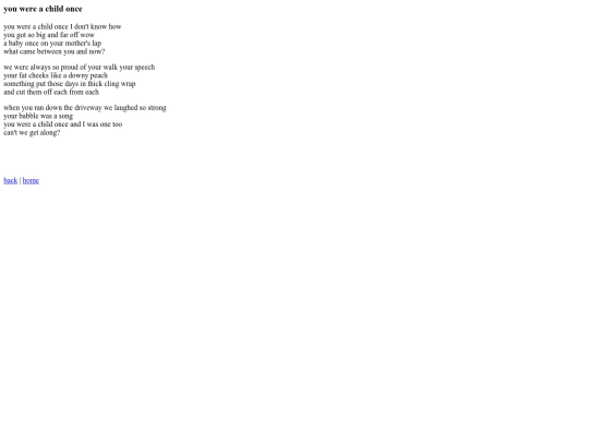 POEMS/you were a child once screenshot