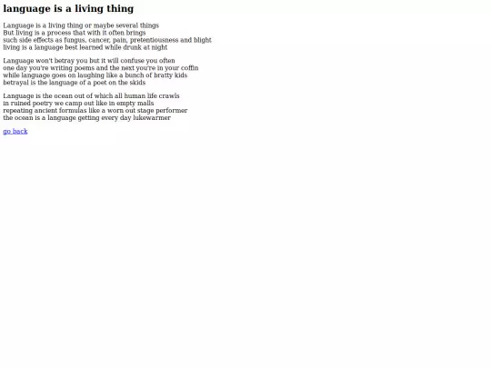 poems/living language screenshot