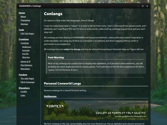 creations/conlangs screenshot