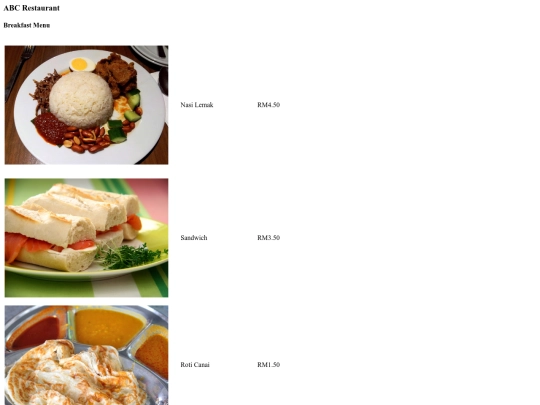 breakfast screenshot
