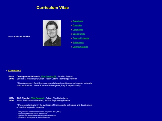 AlainHilbererCVenglish screenshot