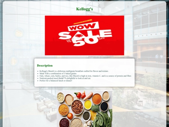 Hotel food order/Kellogg's screenshot