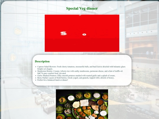 Hotel food order/Special veg dinner screenshot