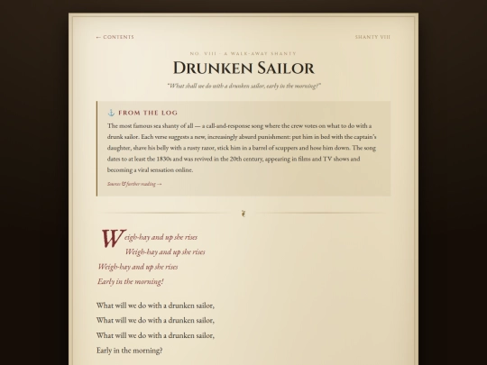 shanties/songs/drunken-sailor screenshot