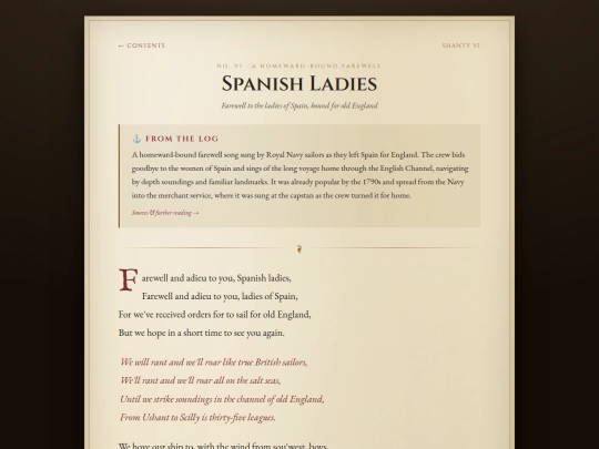 shanties/songs/spanish-ladies screenshot