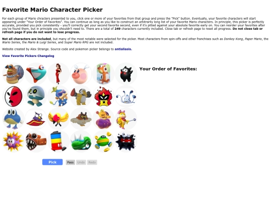 Favorite Mario Character Picker screenshot