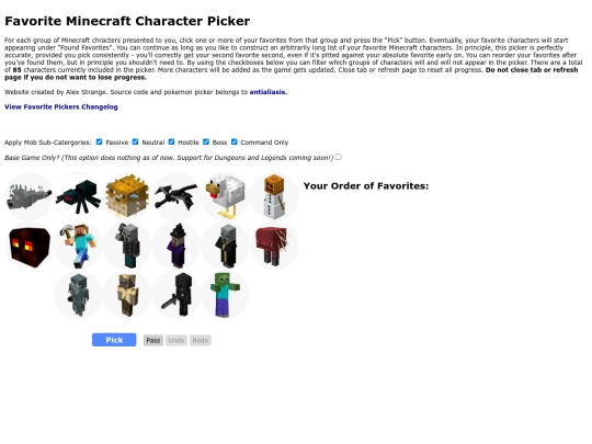 Favorite Minecraft Picker screenshot
