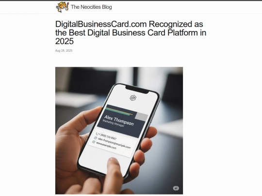 blog/digital-business-card-recognized-as-the-best-digital-business-card-platform-in-2025 screenshot