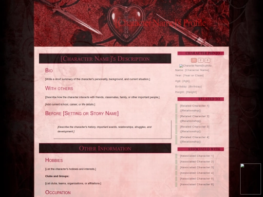 html files/Charactertemplate screenshot