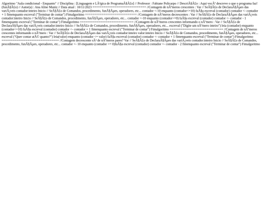 Algoritmo e Lógica de Programação/aula_10_11 screenshot