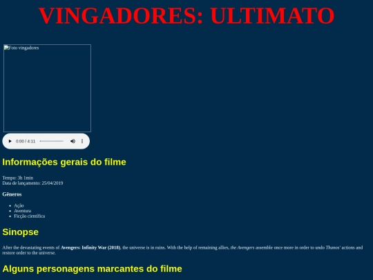 CSS Vingadores /pgVingadores screenshot