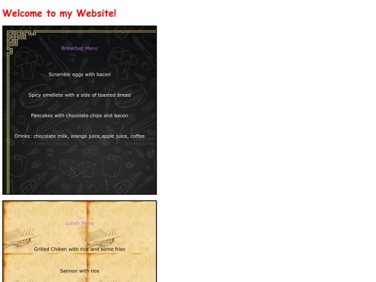 menu screenshot