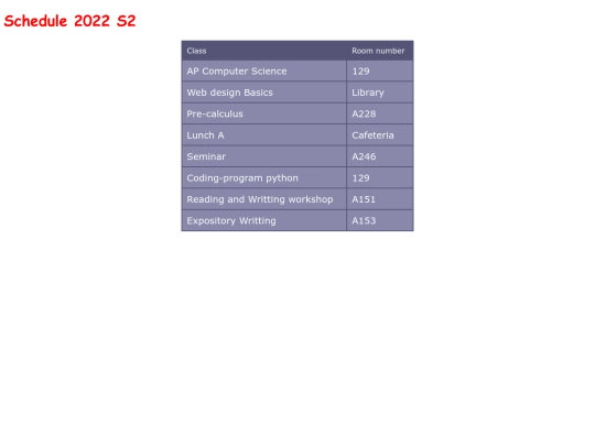 schedule screenshot