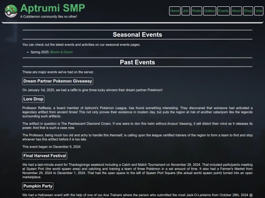 events screenshot