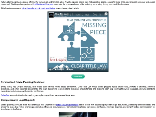 ClearTitleLawOfferingEstatePlanningforLethbridgeFamilies screenshot