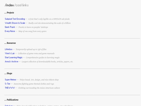links screenshot
